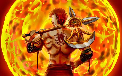 Escanor 4k fiery sun The Seven Deadly Sins manga Nanatsu no Taizai Escanor with axe Digital Art ...