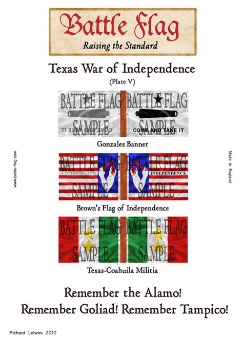 Battle Flags of the Texas War of Independence. |Battle Flag