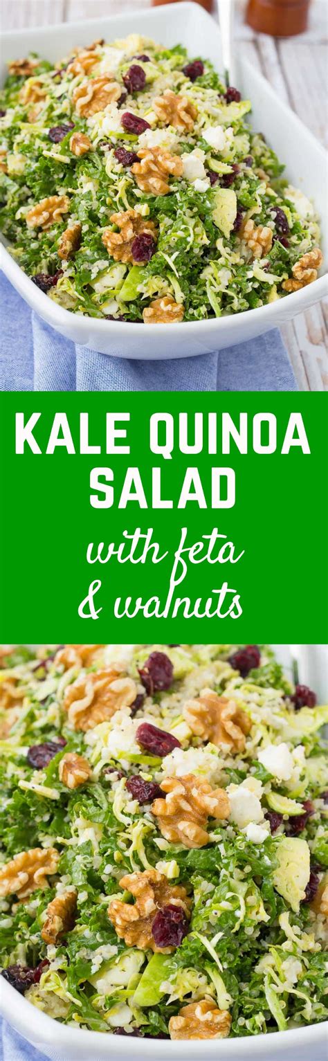 Kale Quinoa Salad with Walnuts, Cranberries, and Feta | Recipe | Healthy salad recipes, Healthy ...