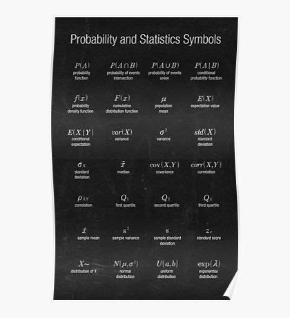 Maths Symbols Poster by coolmathposters | Statistics symbols, Maths formulas list, Probability