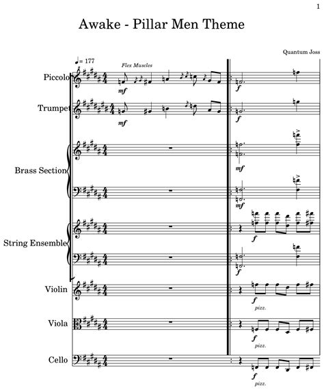 Awake - Pillar Men Theme - Sheet music for Piccolo, Trumpet, Brass Section, String Ensemble ...