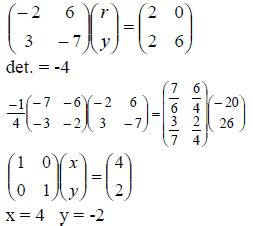 Using matrices solve the following pair of simultaneous equations 6y ...