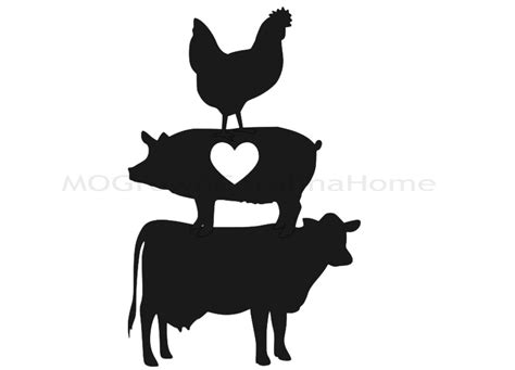 Cow Pig Chicken Silhouette Svg Farm Svg Animals Svg | Etsy