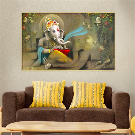 Lord Ganesha Abstract Canvas Painting | God Paintings -HoMafy