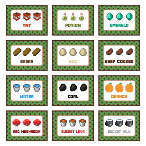 Minecraft Food Labels, Minecraft Party Food, Printable Crafts, Printable Labels, Printables ...