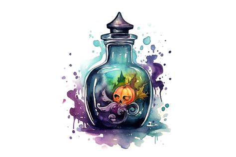 Witches Potion Bottle Watercolor Graphic by sayedhasansaif04 · Creative Fabrica