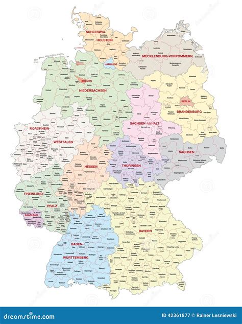 Administrative Map Of Germany Stock Illustration - Image: 42361877