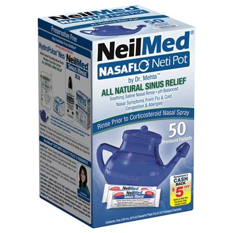 NeilMed NasaFlo® Neti Pot with 50 Pre-mixed Packets -- 1 Neti Pot - Vitacost