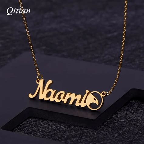 Customized Name Necklace With Cursive Symbol Cursive Stainless Steel Nameplate Necklace Handmade ...