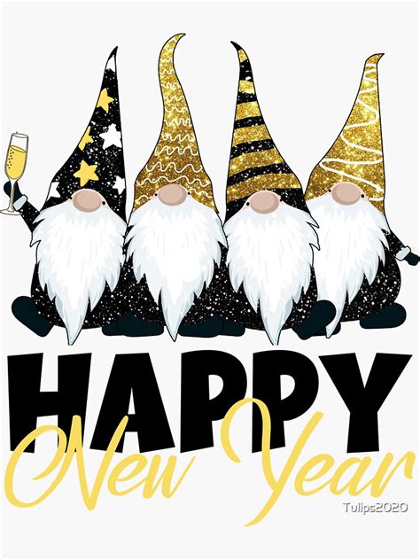 "Happy New Year gnomes" Sticker by Tulips2020 | Redbubble Gnome Wallpaper, Sticker Design, Happy ...