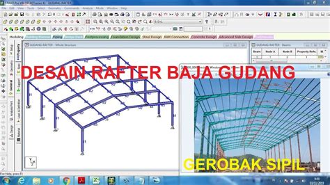 CARA DESAIN KOMPONEN RAFTER BAJA GUDANG - GEROBAK SIPIL - YouTube