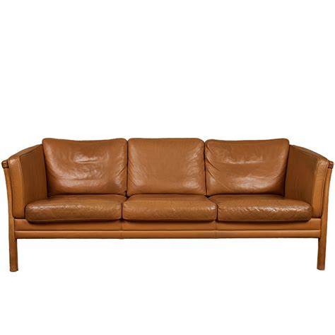 Scandinavian Leather Sofa I | Late 20th C | Caramel Colored Leather ...