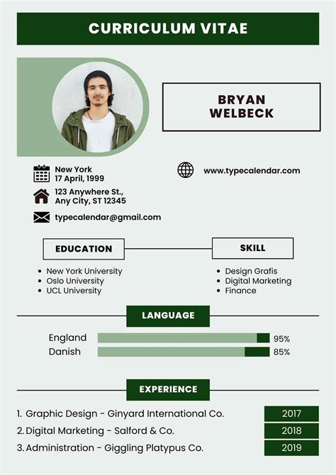 Free Printable Curriculum Vitae (CV) Template [Make Your Job Search]