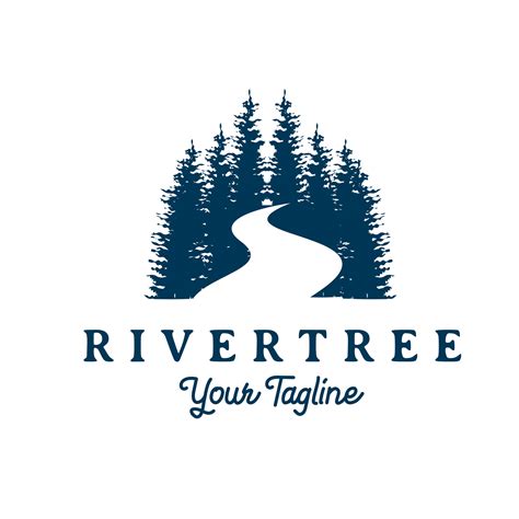 Hemlock Fir Forest Pine Tree with river river logo design vector. Vintage Retro design. 26729858 ...