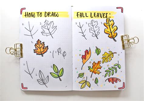 Draw Fall Leaves and make a cute Autumn Illustration