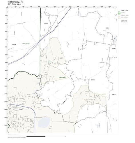 ZIP Code Wall Map of Ashaway, RI ZIP Code Map Laminated in Kuwait | Whizz