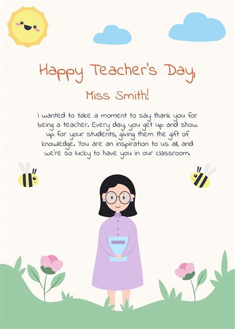 Cute Teacher's Day Card in PSD, Illustrator, Word, Pages, Publisher ...