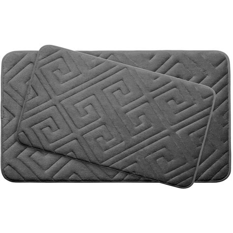 BounceComfort Caicos Dark Gray Memory Foam 2-Piece Bath Mat Set-YMB003648 - The Home Depot