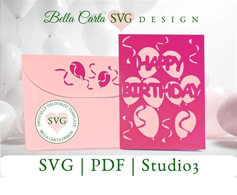 Birthday Balloons SVG Card for Cricut and Silhouette - Etsy