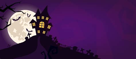 Halloween scary vector background. Spooky graveyard and haunted house at night cartoon ...