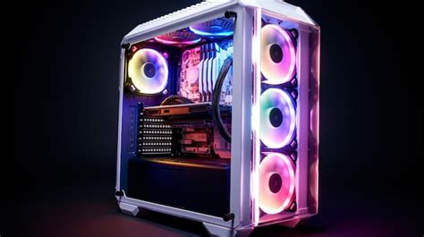 Premium AI Image | RGB gaming PC with white case on white background