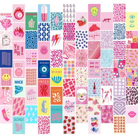 Buy 70pcs Preppy Room Decor, Aesthetic Pictures, Cute Trendy Pink Photo Collage Kit 4"x6" Hot ...