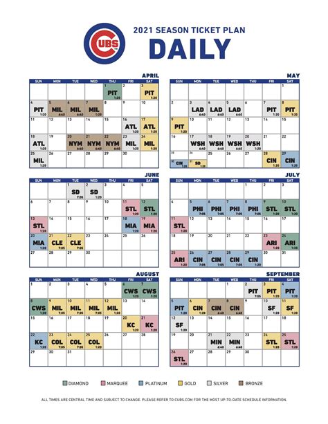 Chicago Cubs Printable Schedule