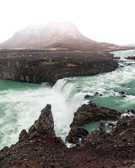 This beautifully green-coloured waterfall is called Þjófafoss or, translated to English, the ...