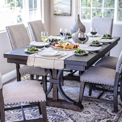 Espresso Stained Table Set w/ 6 Fabric Chairs | Jerome’s - cryptsni.romperswomen.tk in 2020 ...