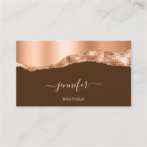 QR Code Logo Abstract Copper Stroke Glitter Brown Business Card | Zazzle | Brown business card ...