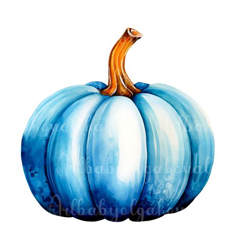 Watercolor Blue Pumpkin Clipart PNG Thanksgiving Clip Art - Etsy