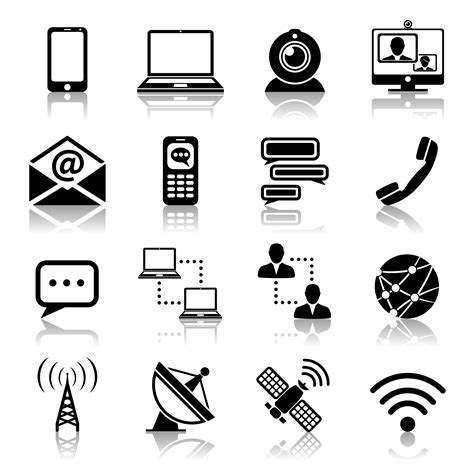 Communication icon black set 442245 Vector Art at Vecteezy