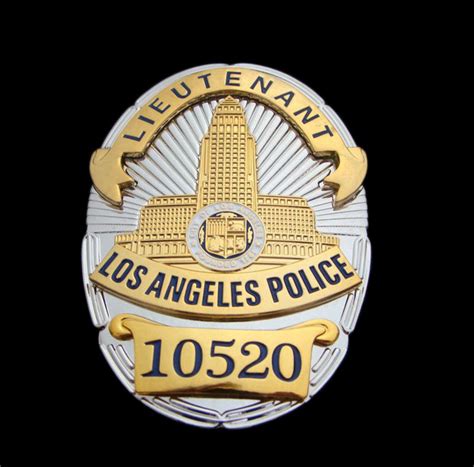 LAPD Los Angeles Lieutenant Police Badge Replica Movie Props No. 1021 ...