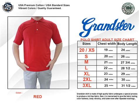 Grandsler Polo Shirt Size Chart | ubicaciondepersonas.cdmx.gob.mx