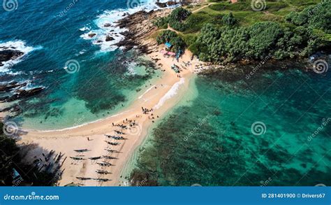 Aerial View of Blue Beach Island. Drone View of the Beaches of Sri ...