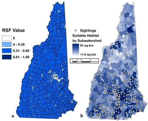 Bobcat habitat-suitability map (a) and recent bobcat sightings and the... | Download Scientific ...