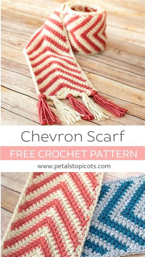 Chevron Crochet Scarf Pattern With Optional Fringe - Petals to Picots