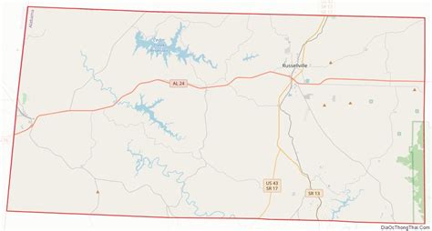 Map of Franklin County, Alabama - Thong Thai Real