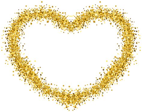 Decorative Gold Heart Transparent Image