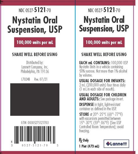 NDC 0527-5121 Nystatin Oral Suspension Nystatin Oral Suspension