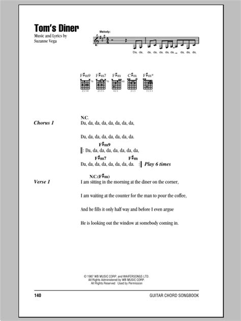 Tom's Diner by Suzanne Vega - Guitar Chords/Lyrics - Guitar Instructor