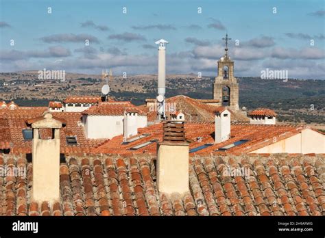 Red tiled roof of Avila Cathedral, Avila (UNESCO World Heritage site ...