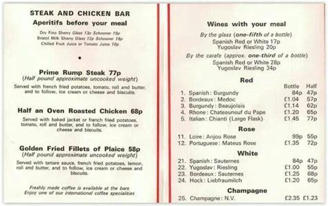 Berni Inn menu (Early 1970's) - Seventies Time-Machine