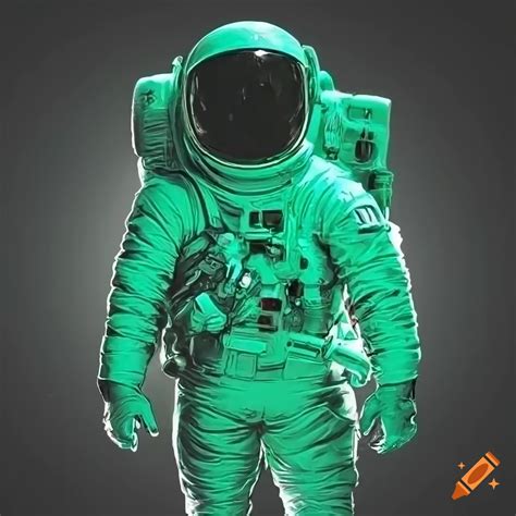 Mint green astronaut on black background on Craiyon