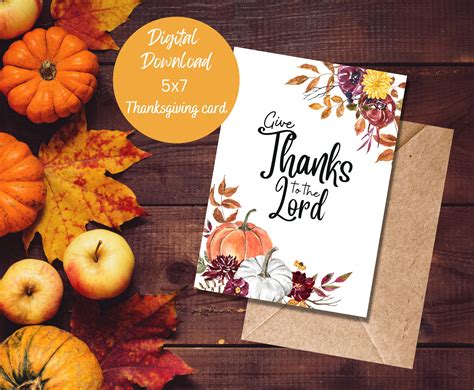 Religious Thanksgiving Greeting Card Instant Download, Give Thanks ...