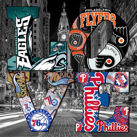 Philadelphia Sports Love Teams 5 .black and White - Etsy