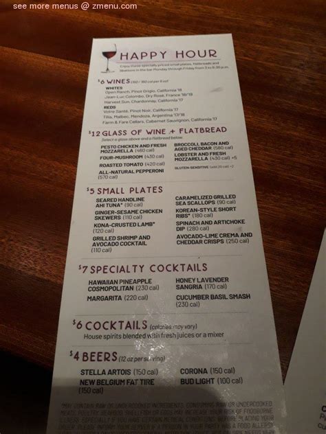 Menu at Seasons 52 pub & bar, Cherry Hill