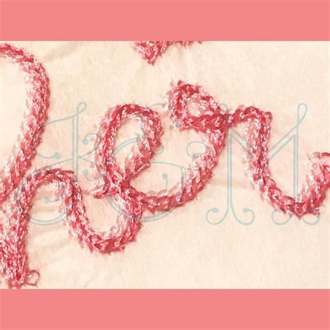 Two Fonts in One! The Heather Font Single and Double Chain Stitch Handwritten Thick Bean Stitc ...