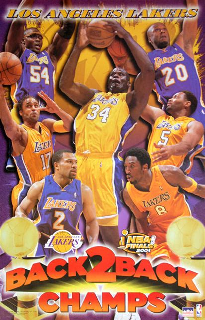 Los Angeles Lakers Back-2-Back NBA Champions 2001 Poster - Starline Inc ...