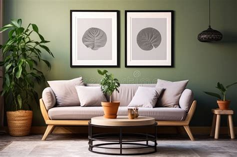 Plants in a Minimalist Room Space. Stock Photo - Image of green, sofa ...